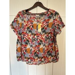 C&C California Women's Top 100% Linen Size 1X NWT